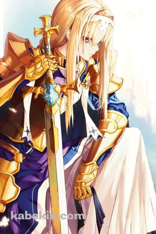 剣を持ち片膝を付くアリス・シンセシス・サーティ / ソードアートオンラインのAndroidの壁紙(320px x 480px) スマホ用