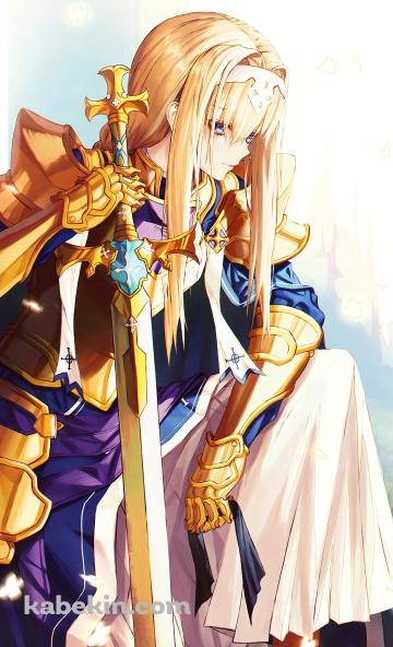 剣を持ち片膝を付くアリス・シンセシス・サーティ / ソードアートオンラインのAndroidの壁紙(360px x 592px) スマホ用