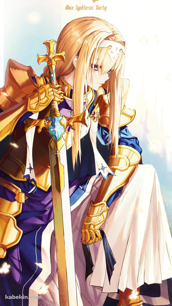 剣を持ち片膝を付くアリス・シンセシス・サーティ / ソードアートオンラインのAndroidの壁紙(720px x 1280px) スマホ用