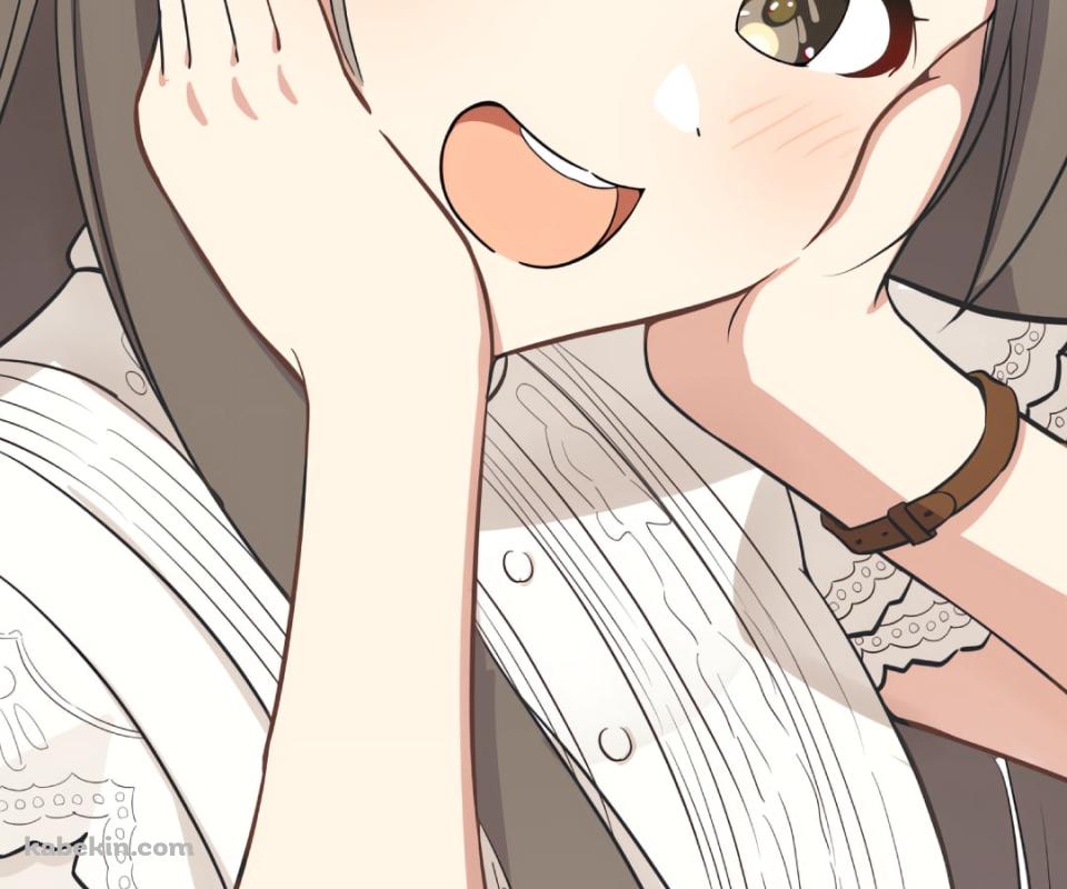 ほっぺたに両手をあてる可愛い倉本千奈 / 学園アイドルマスターのAndroidの壁紙(960px x 800px) スマホ用