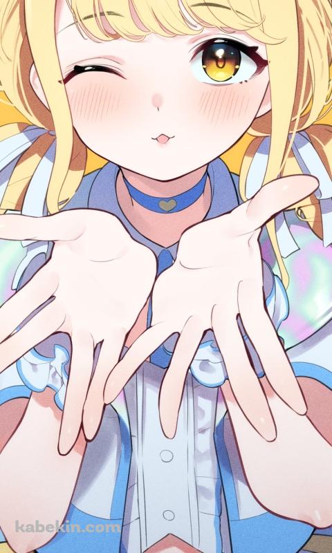 ウィンクして投げキッスをする藤田ことね / 学園アイドルマスターのAndroidの壁紙(480px x 800px) スマホ用