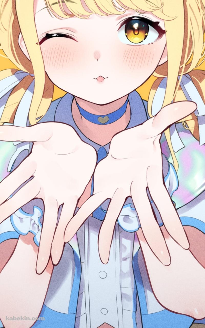 ウィンクして投げキッスをする藤田ことね / 学園アイドルマスターのAndroidの壁紙(800px x 1280px) スマホ用