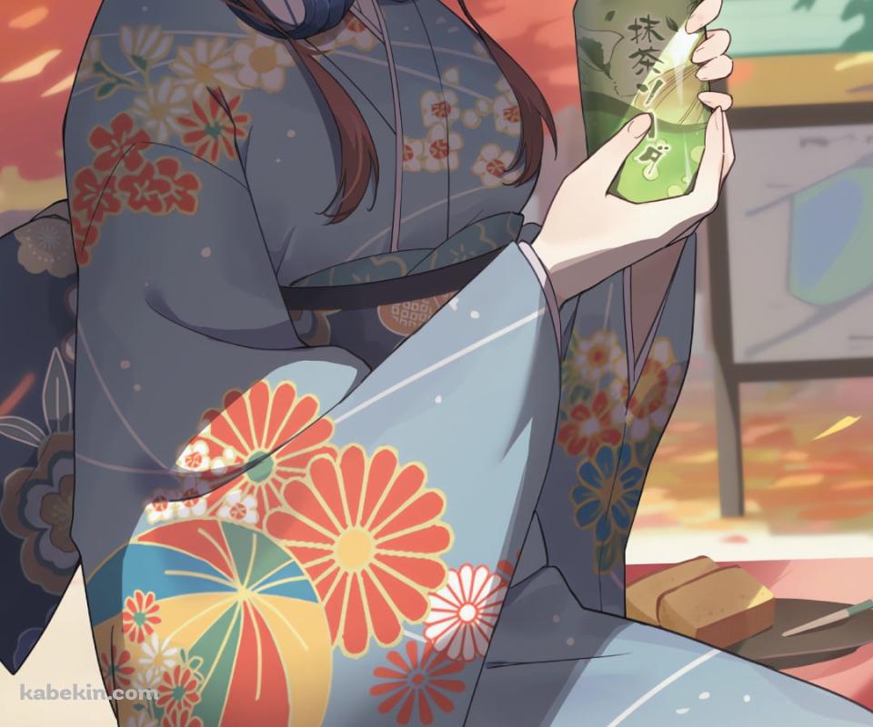 缶の抹茶ソーダを飲む中野三玖 / 五等分の花嫁のAndroidの壁紙(960px x 800px) スマホ用