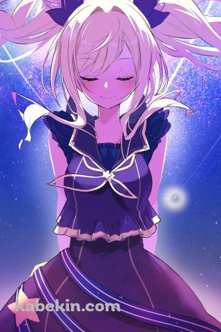 星空と目をつぶる天馬咲希 / プロジェクトセカイのAndroidの壁紙(320px x 480px) スマホ用