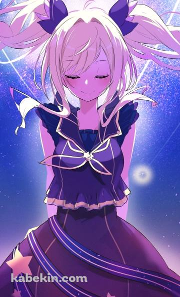 星空と目をつぶる天馬咲希 / プロジェクトセカイのAndroidの壁紙(360px x 592px) スマホ用