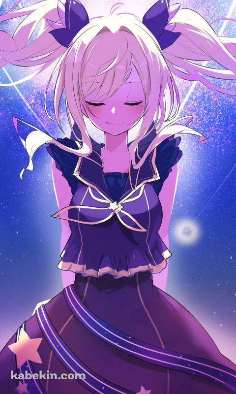 星空と目をつぶる天馬咲希 / プロジェクトセカイのAndroidの壁紙(480px x 800px) スマホ用