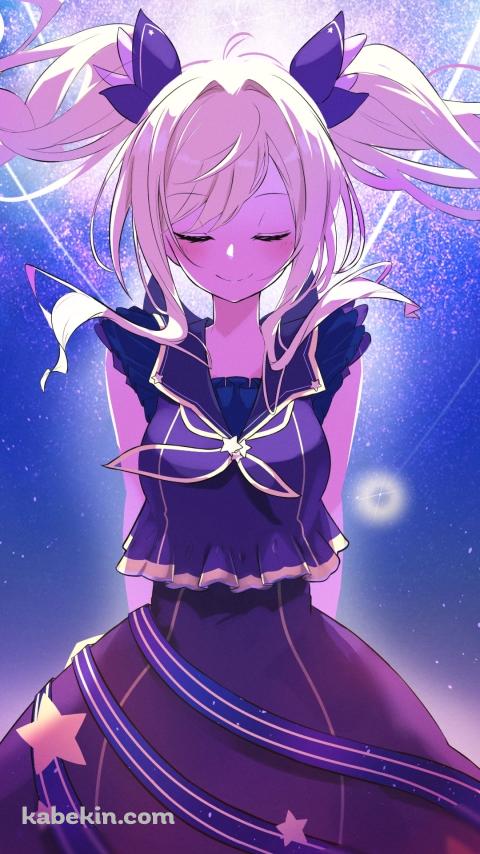 星空と目をつぶる天馬咲希 / プロジェクトセカイのAndroidの壁紙(480px x 854px) スマホ用