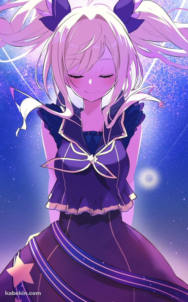星空と目をつぶる天馬咲希 / プロジェクトセカイのAndroidの壁紙(800px x 1280px) スマホ用