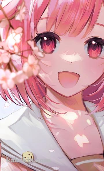 桜の枝を持つ鳳えむ / プロジェクトセカイのAndroidの壁紙(360px x 592px) スマホ用