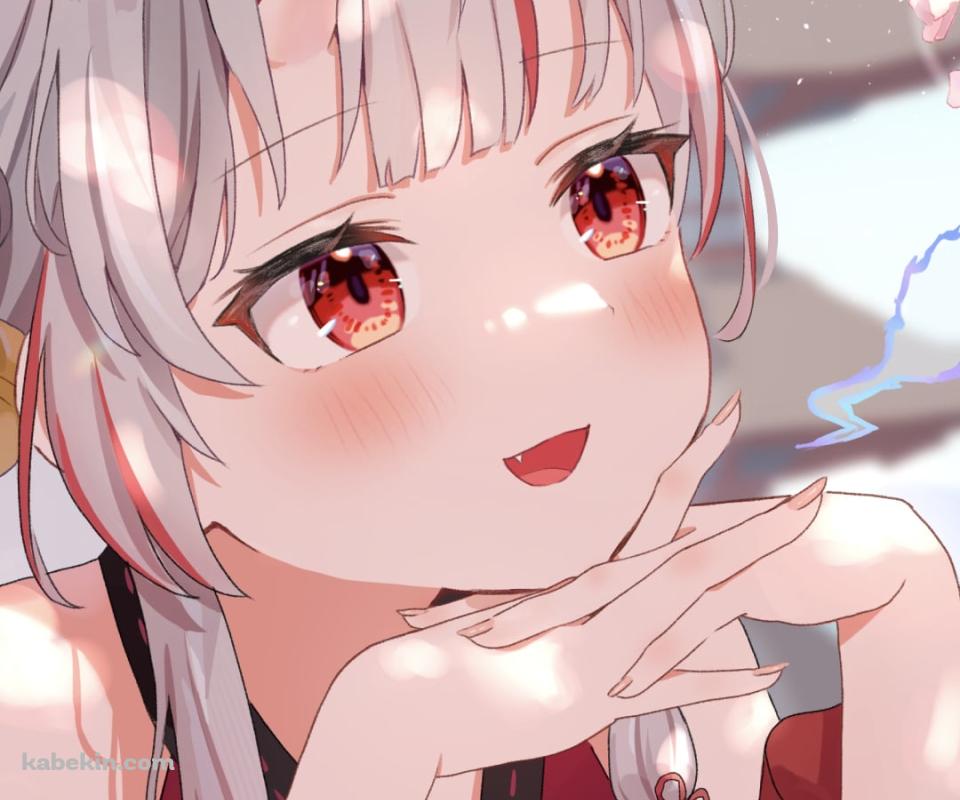 うっとりして桜を見つめる百鬼あやめ / ホロライブ / バーチャルYouTuberのAndroidの壁紙(960px x 800px) スマホ用