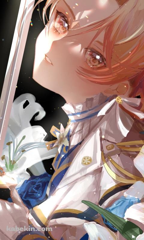 百合の花と剣を持つ天馬司 / プロジェクトセカイのAndroidの壁紙(480px x 800px) スマホ用