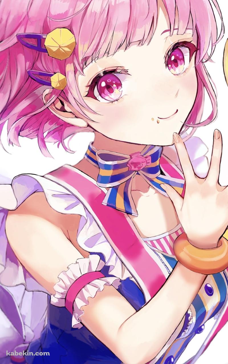黄色いドーナツを食べる鳳えむ / プロジェクトセカイのAndroidの壁紙(800px x 1280px) スマホ用