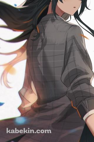 青い花と振り返る月村手毬 / 学園アイドルマスターのAndroidの壁紙(320px x 480px) スマホ用