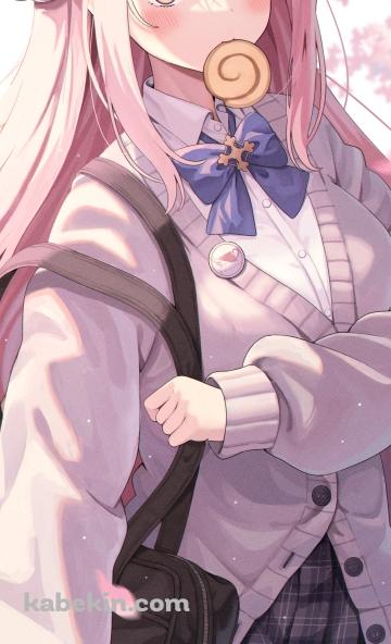 学校に登校する制服姿の聖園ミカ / ブルーアーカイブのAndroidの壁紙(360px x 592px) スマホ用
