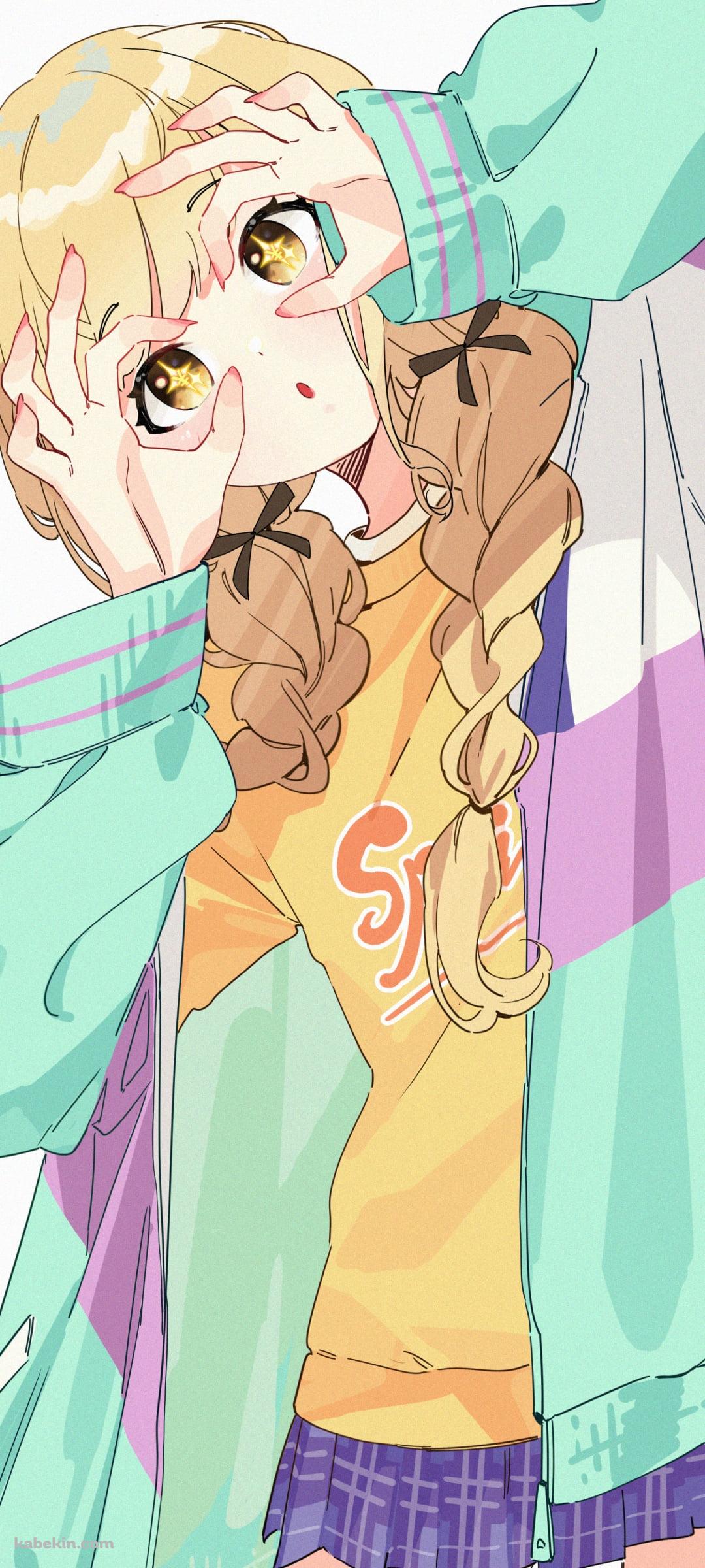手で眼鏡のポーズを取る藤田ことね / 学園アイドルマスターのAndroidの壁紙(1080px x 2400px) スマホ用