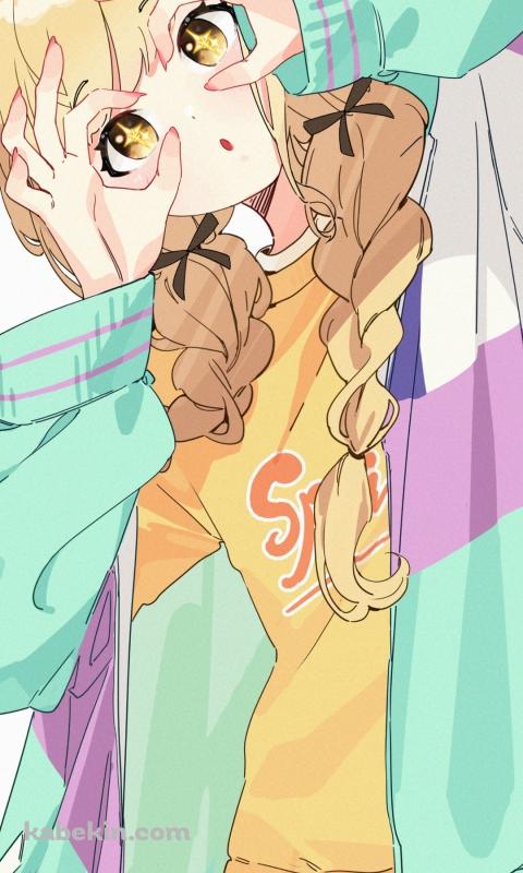 手で眼鏡のポーズを取る藤田ことね / 学園アイドルマスターのAndroidの壁紙(480px x 800px) スマホ用
