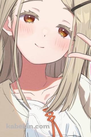 ピースをするトロンとした目の篠澤広 / アイドルマスターのAndroidの壁紙(320px x 480px) スマホ用