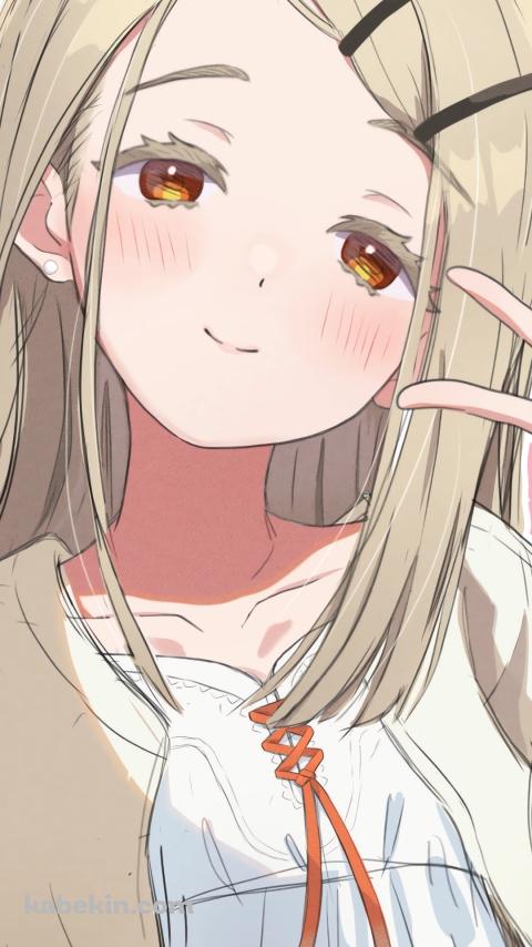 ピースをするトロンとした目の篠澤広 / アイドルマスターのAndroidの壁紙(480px x 854px) スマホ用