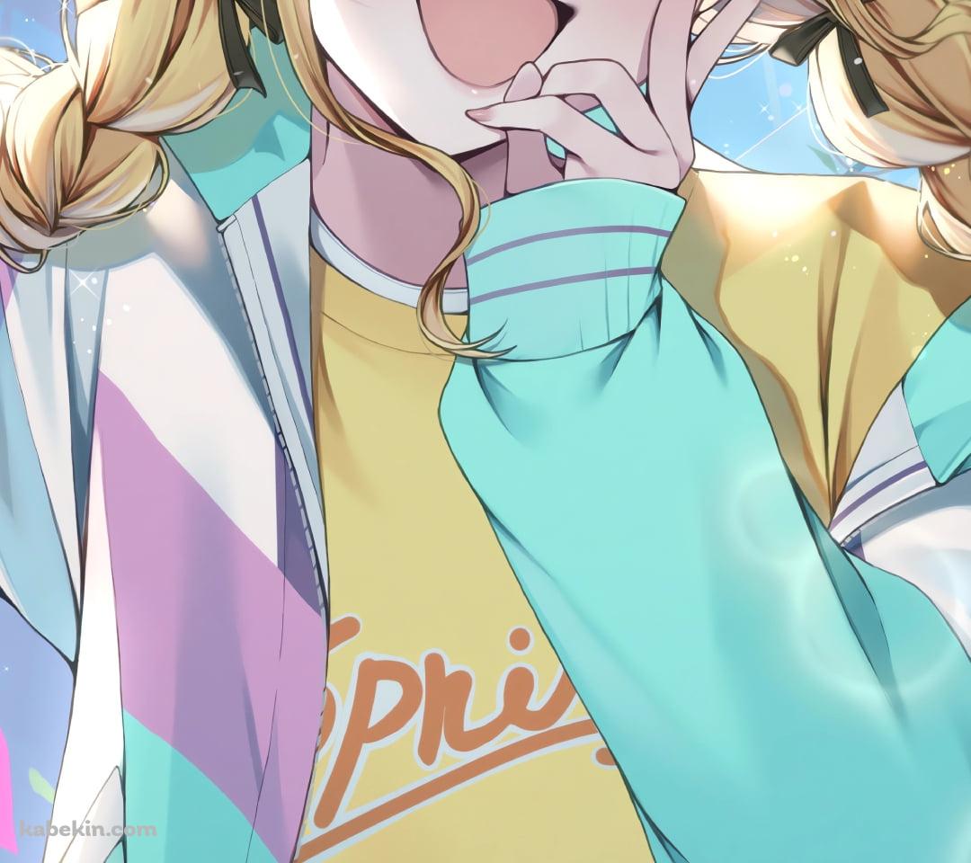 笑顔でWピースをする藤田ことね / アイドルマスターのAndroid用の