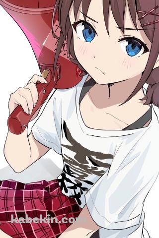 赤い拡声器を持つ井芹仁菜 / ガールズバンドクライのAndroidの壁紙(320px x 480px) スマホ用