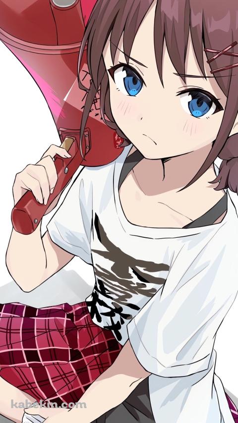 赤い拡声器を持つ井芹仁菜 / ガールズバンドクライのAndroidの壁紙(480px x 854px) スマホ用