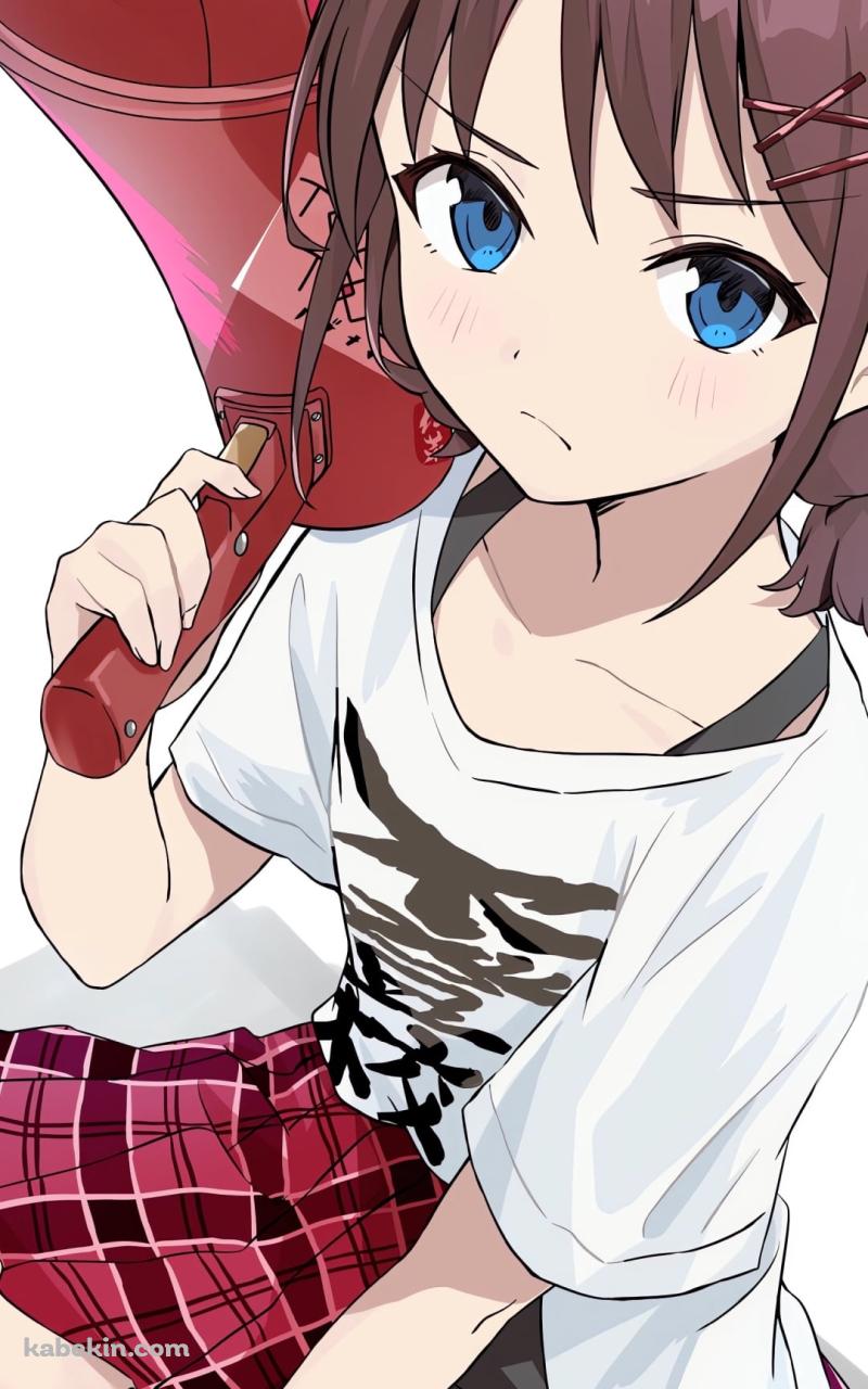 赤い拡声器を持つ井芹仁菜 / ガールズバンドクライのAndroidの壁紙(800px x 1280px) スマホ用