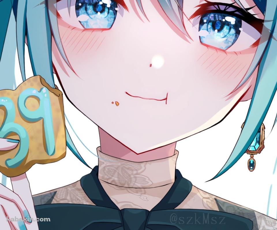 39のクッキーを持つ初音ミク / ボーカロイドのAndroidの壁紙(960px x 800px) スマホ用