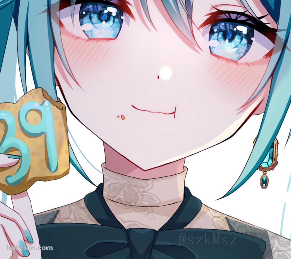 39のクッキーを持つ初音ミク / ボーカロイドのAndroidの壁紙(960px x 854px) スマホ用