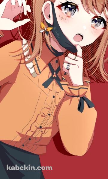 黒いマスクを下げる花里みのり / ヴァンパイア / ボーカロイド / プロセカのAndroidの壁紙(360px x 592px) スマホ用