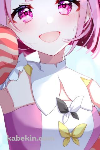 右手を挙げる鳳えむ / プロジェクトセカイのAndroidの壁紙(320px x 480px) スマホ用