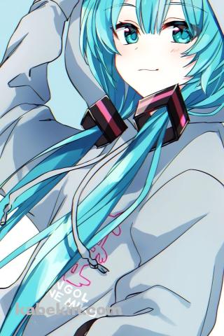 フードに手をかける初音ミク / ボカロのAndroidの壁紙(320px x 480px) スマホ用