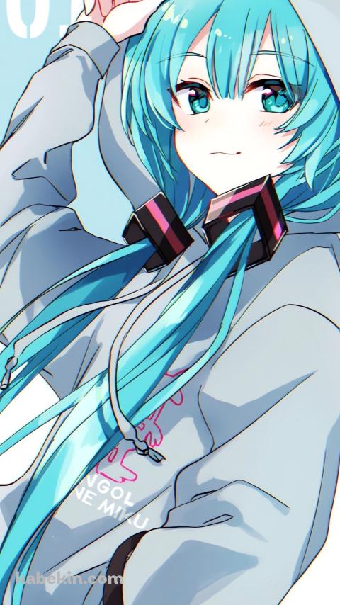 フードに手をかける初音ミク / ボカロのAndroidの壁紙(480px x 854px) スマホ用