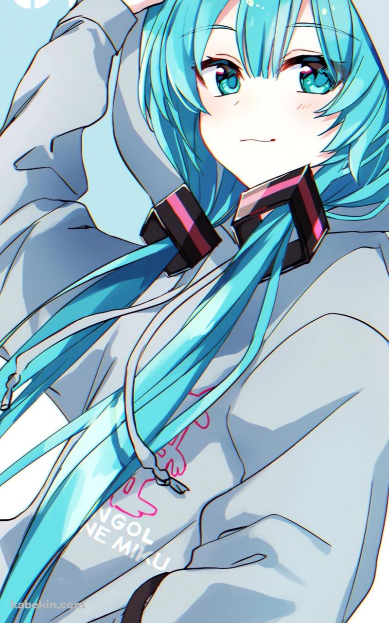 フードに手をかける初音ミク / ボカロのAndroidの壁紙(800px x 1280px) スマホ用