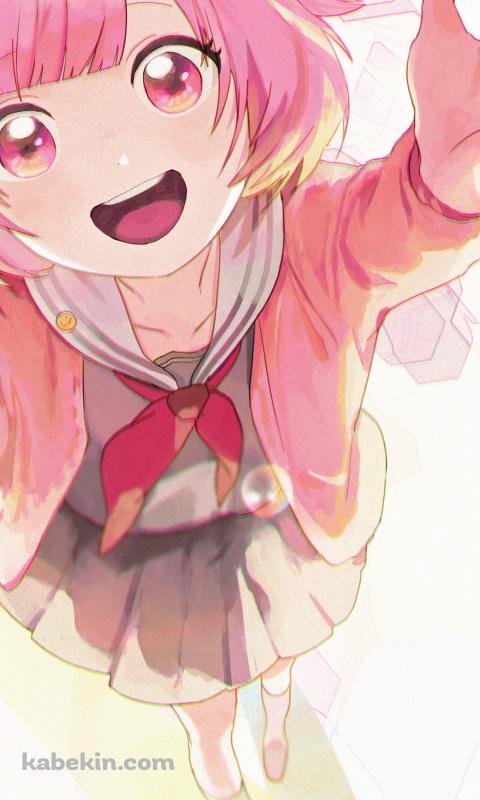 左手を上に伸ばす鳳えむ / プロジェクトセカイのAndroidの壁紙(480px x 800px) スマホ用