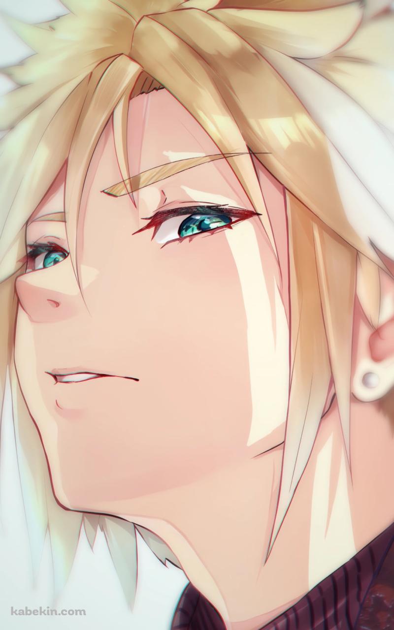 緑の瞳でこちらを見つめるクラウド・ストライフ / ファイナルファンタジー7 / FF7のAndroidの壁紙(800px x 1280px) スマホ用