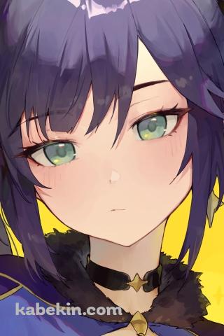 緑の瞳でこちらを見つめるモナ / 可愛い / 原神のAndroidの壁紙(320px x 480px) スマホ用