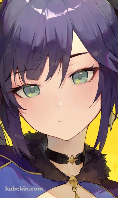 緑の瞳でこちらを見つめるモナ / 可愛い / 原神のAndroidの壁紙(480px x 800px) スマホ用