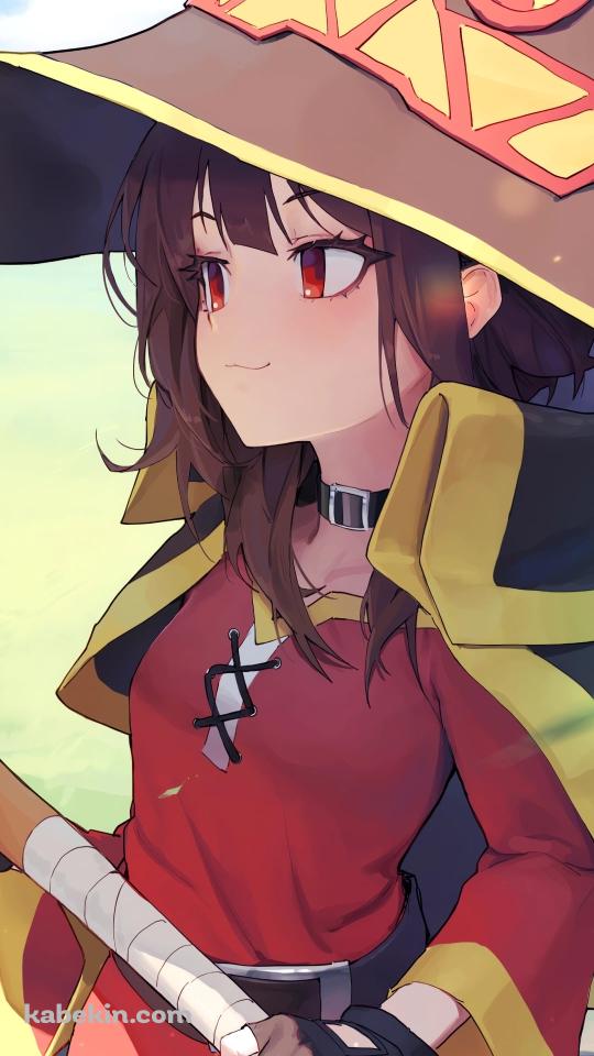 緑の草原と杖を持つめぐみん / このすば！のAndroidの壁紙(540px x 960px) スマホ用