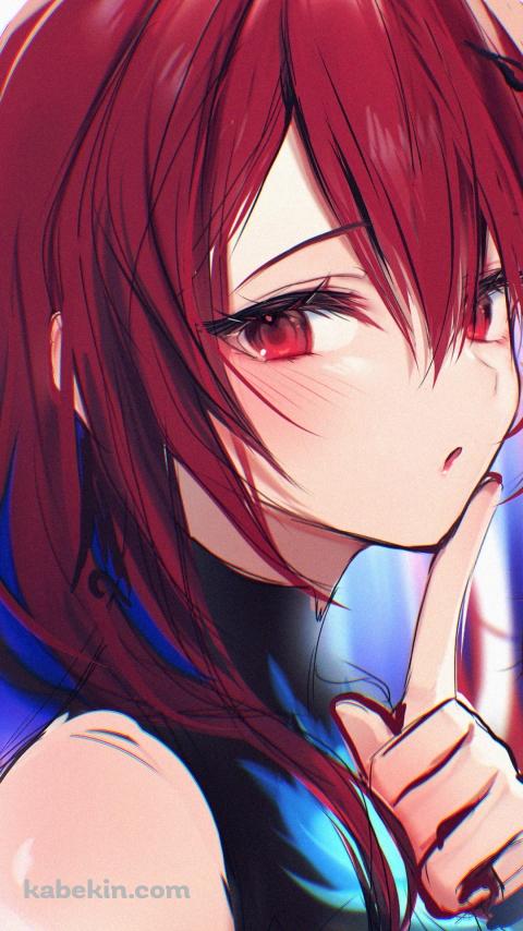 口元に指をあてるエリザベス・ローズ・ブラッドフレイム / ホロライブ / バーチャルYouTuber / VtuberのAndroidの壁紙(480px x 854px) スマホ用