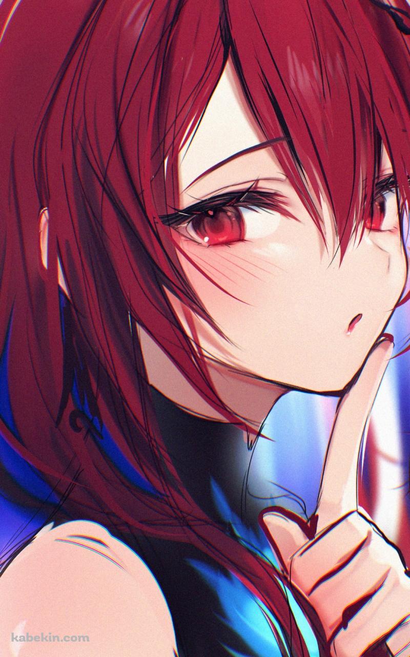 口元に指をあてるエリザベス・ローズ・ブラッドフレイム / ホロライブ / バーチャルYouTuber / VtuberのAndroidの壁紙(800px x 1280px) スマホ用