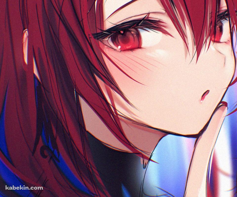 口元に指をあてるエリザベス・ローズ・ブラッドフレイム / ホロライブ / バーチャルYouTuber / VtuberのAndroidの壁紙(960px x 800px) スマホ用