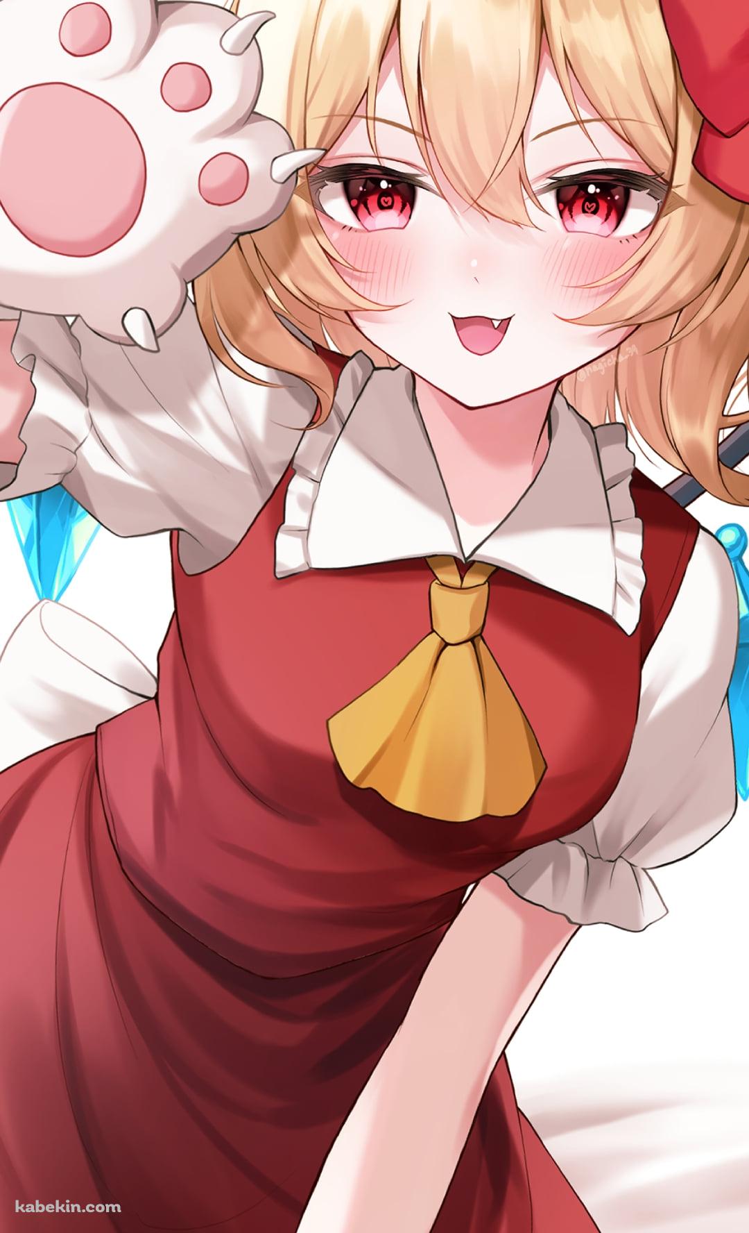 猫の手をつけた可愛いフランドール・スカーレット / 東方のAndroidの壁紙(1080px x 1776px) スマホ用