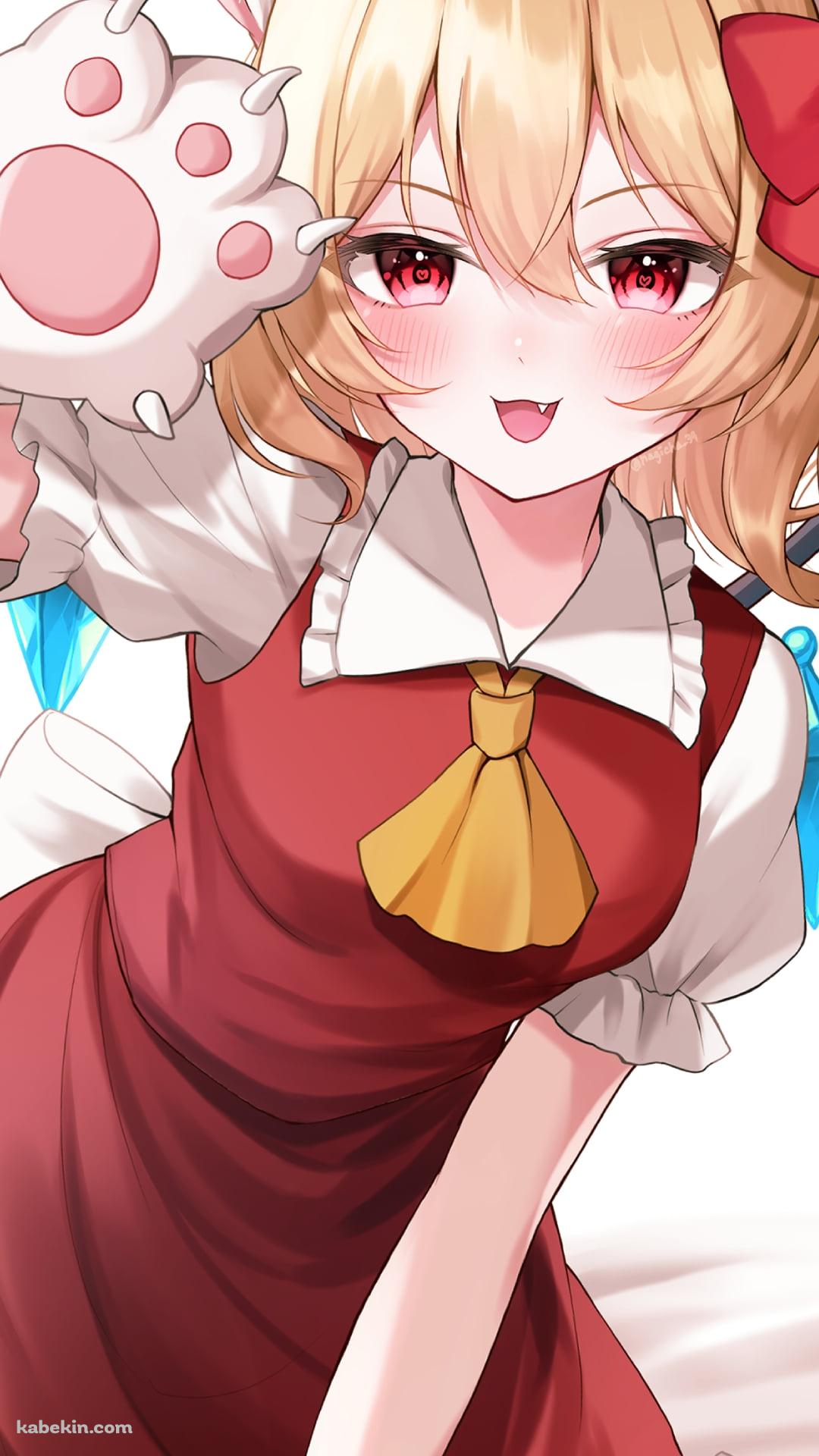 猫の手をつけた可愛いフランドール・スカーレット / 東方のAndroidの壁紙(1080px x 1920px) スマホ用