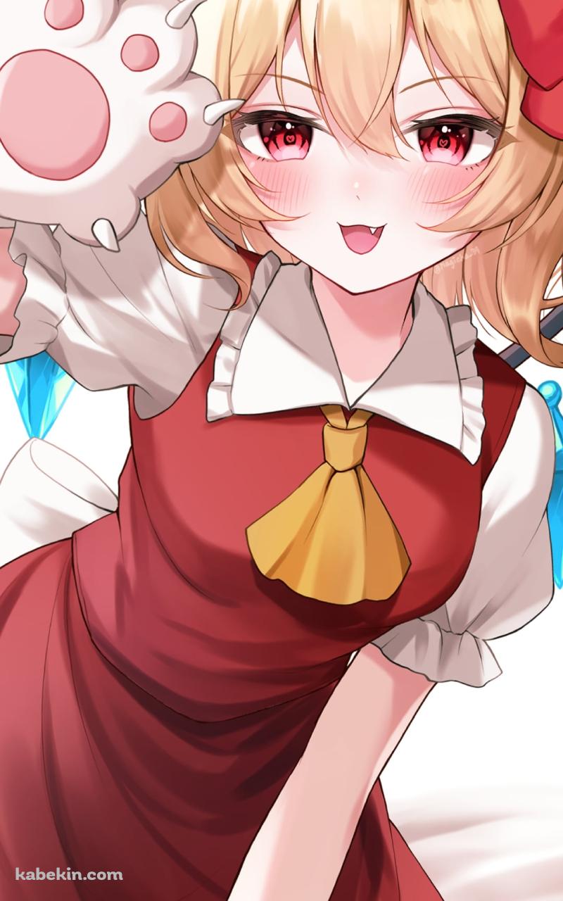 猫の手をつけた可愛いフランドール・スカーレット / 東方のAndroidの壁紙(800px x 1280px) スマホ用