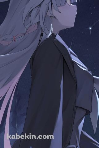 夜の星空を眺めるプラナ / 横向き / ブルーアーカイブのAndroidの壁紙(320px x 480px) スマホ用