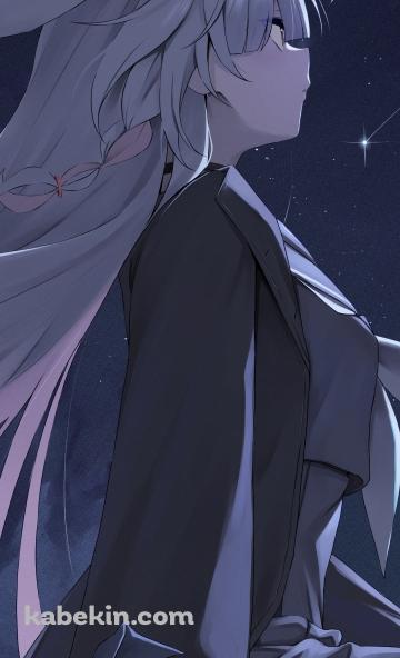 夜の星空を眺めるプラナ / 横向き / ブルーアーカイブのAndroidの壁紙(360px x 592px) スマホ用