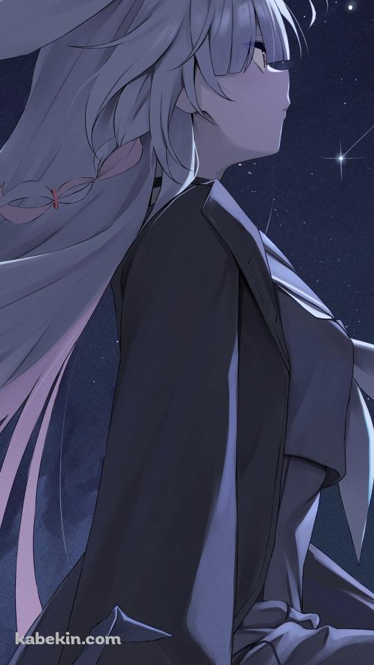 夜の星空を眺めるプラナ / 横向き / ブルーアーカイブのAndroidの壁紙(540px x 960px) スマホ用