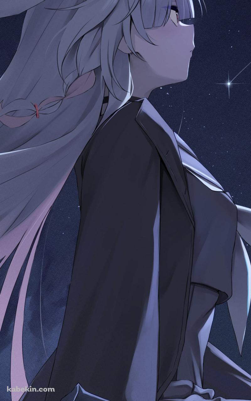 夜の星空を眺めるプラナ / 横向き / ブルーアーカイブのAndroidの壁紙(800px x 1280px) スマホ用