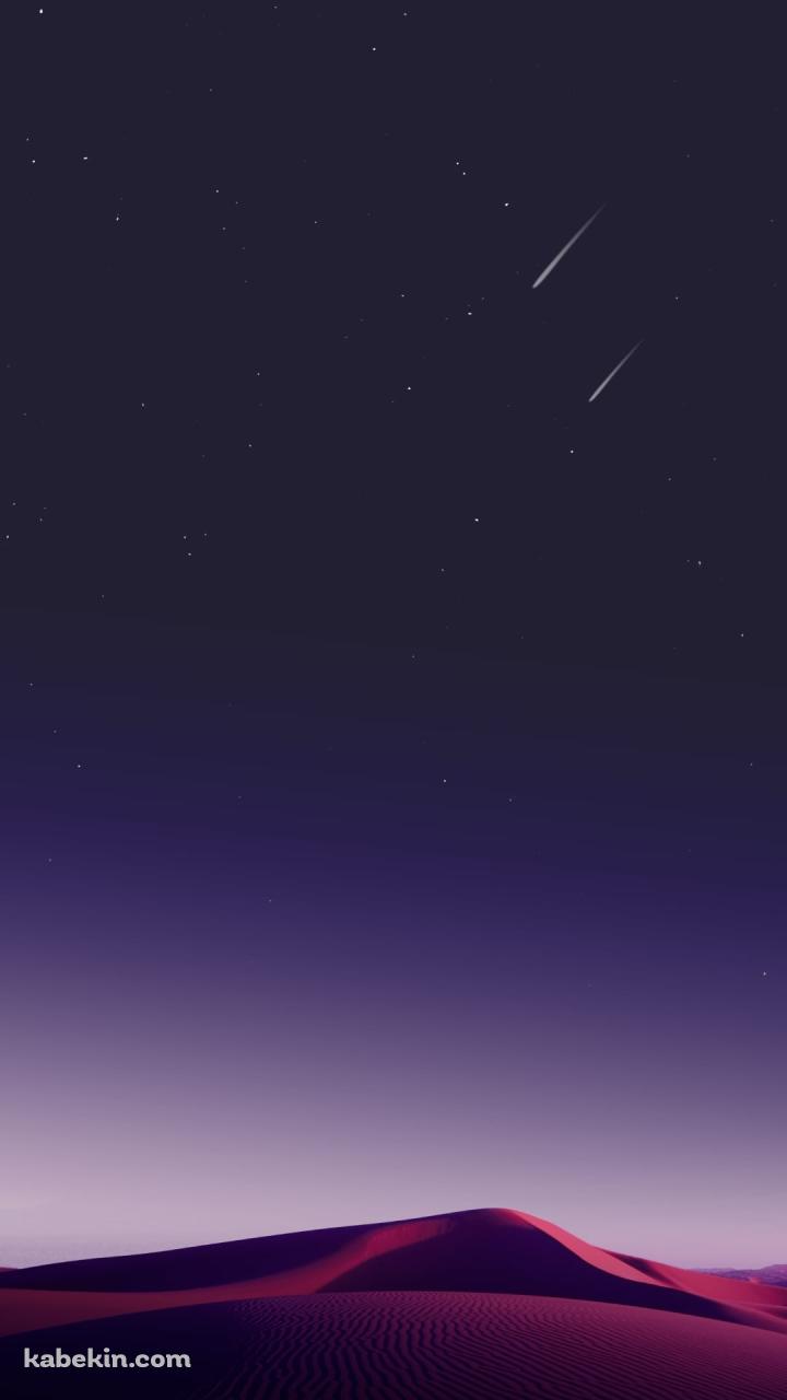 夜の砂漠 / 流れ星 / 紫の景色のAndroidの壁紙(720px x 1280px) スマホ用