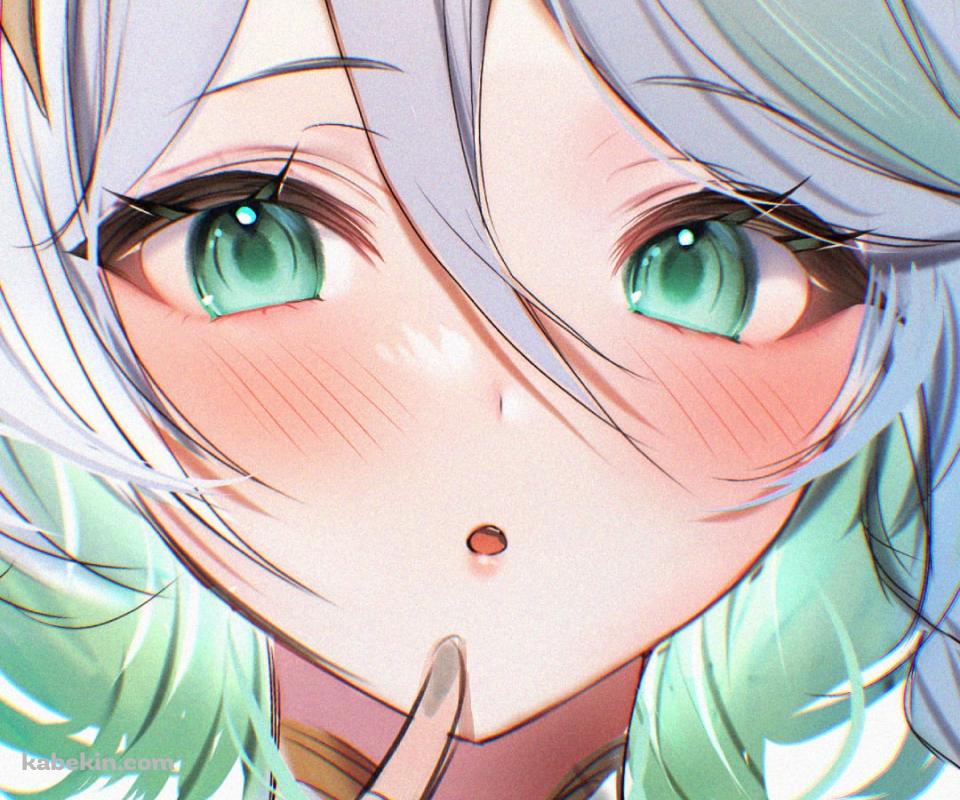 口元を指さすセシリア・イマーグリーン / ホロライブ / バーチャルYouTuber / VtuberのAndroidの壁紙(960px x 800px) スマホ用